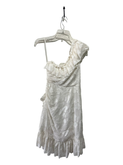 Ulla Johnson Size 0 White Silk Blend One Shoulder Ruffle Trim Side Ruching Dress White / 0
