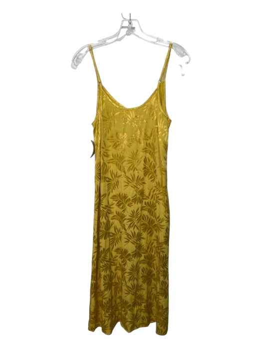 XiRENA Size S Gold Viscose & Rayon Sleeveless Shimmer Floral Print Dress Gold / S