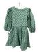 Rhode Size 2 Green Cotton 3/4 Puff Sleeve All Over Print Square Neck Dress Green / 2