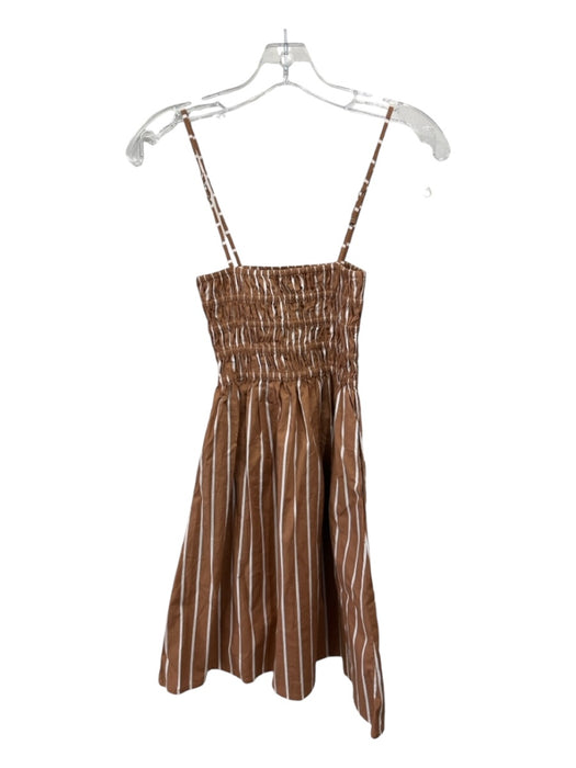 Faithful The Brand Size 4 Brown & White Cotton Spaghetti Strap Square Neck Dress Brown & White / 4