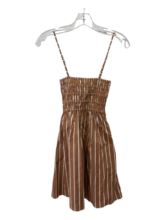 Faithful The Brand Size 4 Brown & White Cotton Spaghetti Strap Square Neck Dress Brown & White / 4