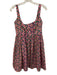 De Loreta Size M Pink, Green & Yellow Cotton Sleeveless Floral Tie Back Dress Pink, Green & Yellow / M