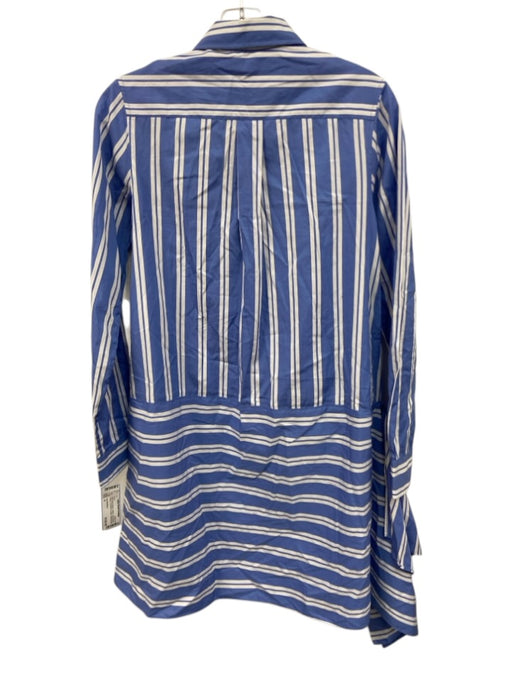 Ann Mashburn Size S Baby Blue & White Cotton Long Sleeve Striped Dress Baby Blue & White / S