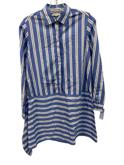 Ann Mashburn Size S Baby Blue & White Cotton Long Sleeve Striped Dress Baby Blue & White / S
