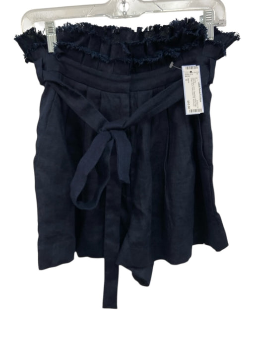 Alexis Size S Navy Blue Linen Paperbag Waist Raw Edge Zip & Hook Shorts Navy Blue / S