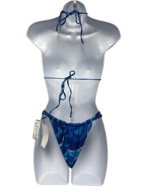 Same Los Angeles Size XS Light Blue & Blue Polyester & Spandex Abstract Swimsuit Light Blue & Blue / XS