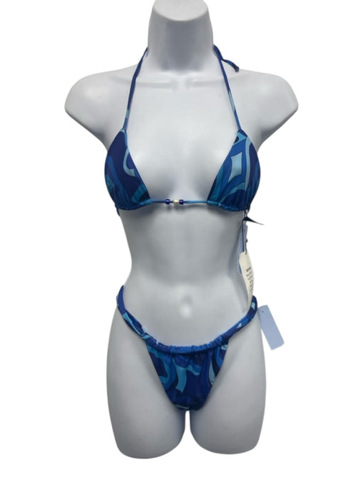 Same Los Angeles Size XS Light Blue & Blue Polyester & Spandex Abstract Swimsuit Light Blue & Blue / XS