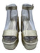 Larroude Shoe Size 6.5 Gold Leather Block Heel Round Toe Ankle Strap Sandals Gold / 6.5