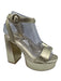 Larroude Shoe Size 6.5 Gold Leather Block Heel Round Toe Ankle Strap Sandals Gold / 6.5