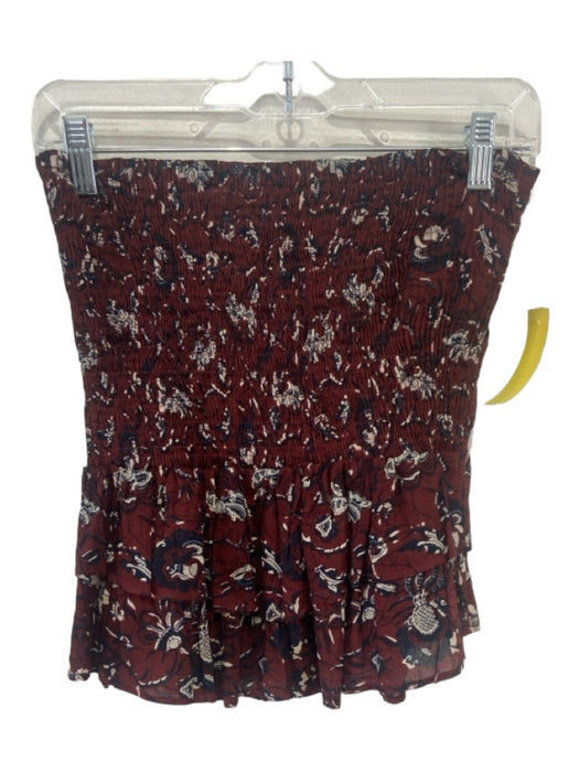 Isabel Marant Etoile Size 36 Red, Navy, Cream Cotton Botanical Print Skirt Red, Navy, Cream / 36