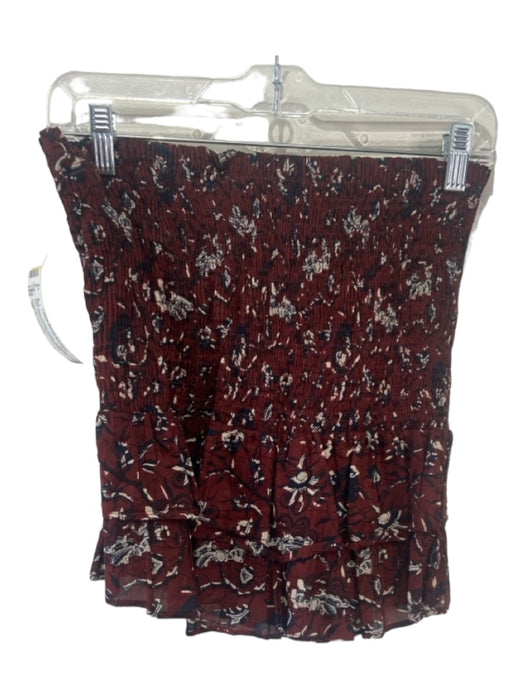 Isabel Marant Etoile Size 36 Red, Navy, Cream Cotton Botanical Print Skirt Red, Navy, Cream / 36