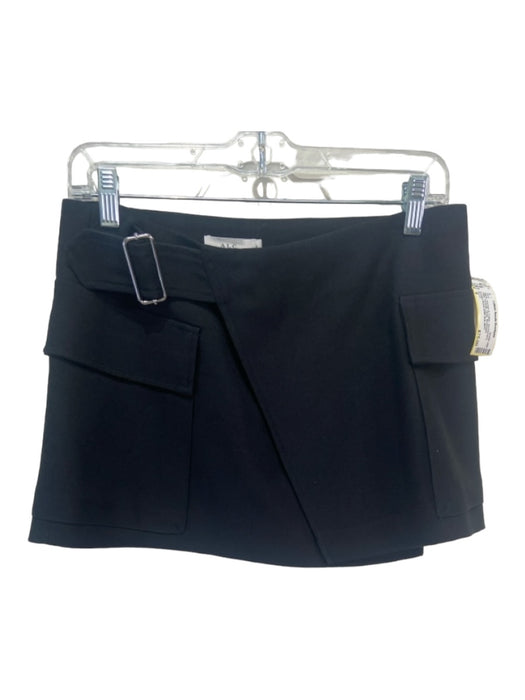 A.L.C. Size 6 Black Viscose & Cotton Asymmetric Utility Pockets Wrap Skirt Black / 6