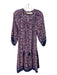 Natalie Martin Size S Purple & Blue Silk Tassel Ties V Neck All Over Print Dress Purple & Blue / S