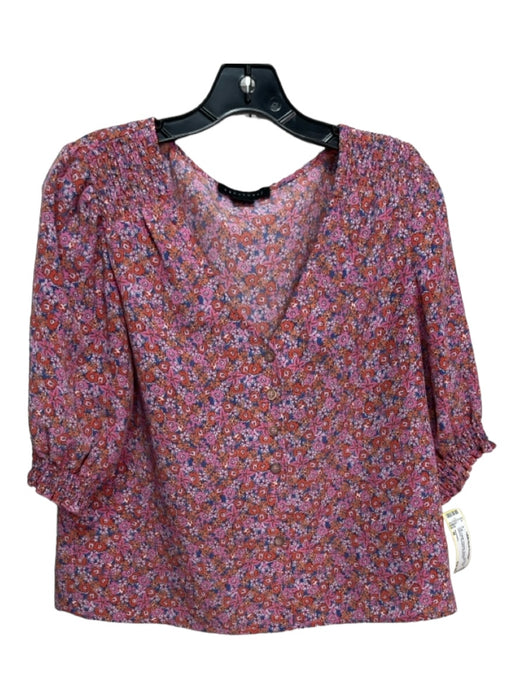 Sanctuary Size M Pink & Multi Polyester floral print Puff Sleeves Smocked Top Pink & Multi / M