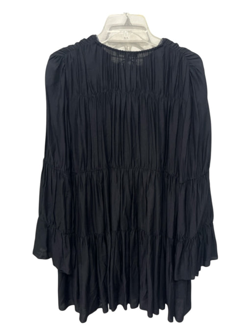Elizabeth & James Size XS Black Viscose & Silk Long Flare Sleeve V Neck Dress Black / XS