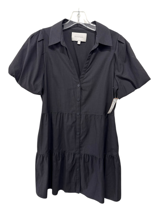 Brochu Walker Size M Dark Gray Polyester Short Balloon Sleeve Tiered Dress Dark Gray / M