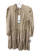 Veronica Beard Size 6 Beige Linen Long Sleeve V Neck Tiered Dress Beige / 6