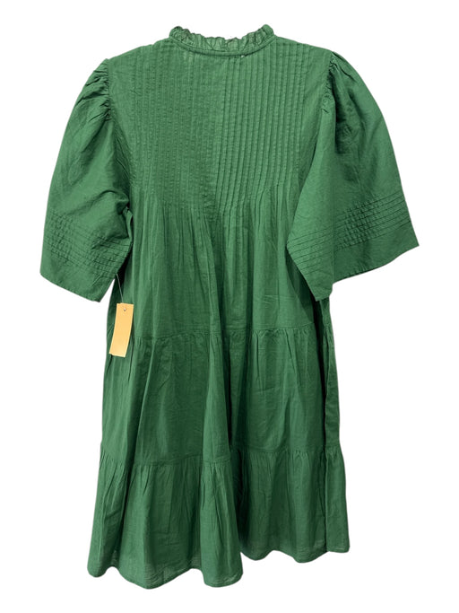 Sea New York Size XS Green Cotton 1/2 Flutter Sleeve Button Up Pleated Dress Green / XS