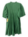 Sea New York Size XS Green Cotton 1/2 Flutter Sleeve Button Up Pleated Dress Green / XS