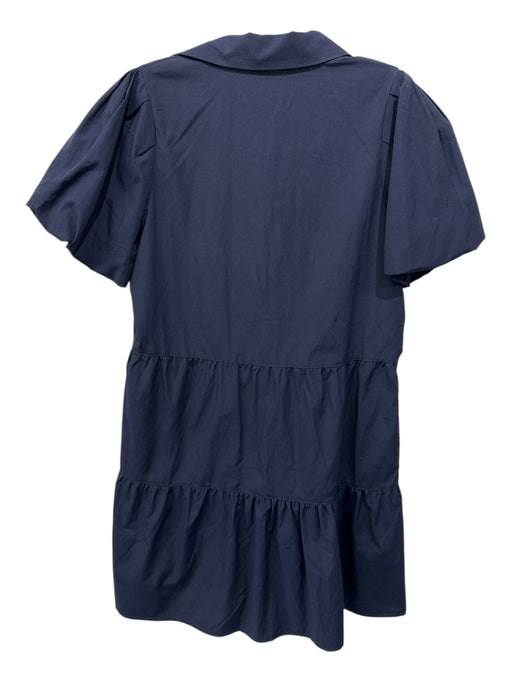 Brochu Walker Size M Navy Polyester Blend Button Up Collar Tiered Dress Navy / M