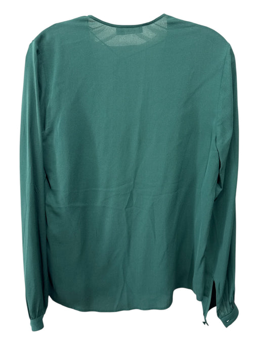 A.L.C. Size 4 Green Silk Long Sleeve V Neck Neck Tie Top Green / 4