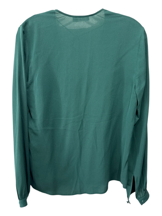 A.L.C. Size 4 Green Silk Long Sleeve V Neck Neck Tie Top Green / 4