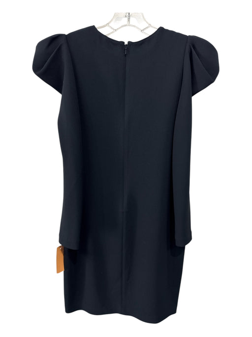 A.L.C. Size 2 Black Triacetate Long Sleeve Gathered Shoulder Back Zip Dress Black / 2