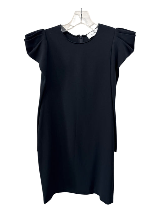 A.L.C. Size 2 Black Triacetate Long Sleeve Gathered Shoulder Back Zip Dress Black / 2