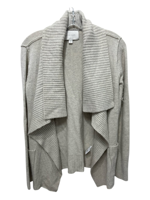 Brochu Walker Size XS Cream Wool & Cashmere Ribbed Detail Open Front Sweater Cream / XS