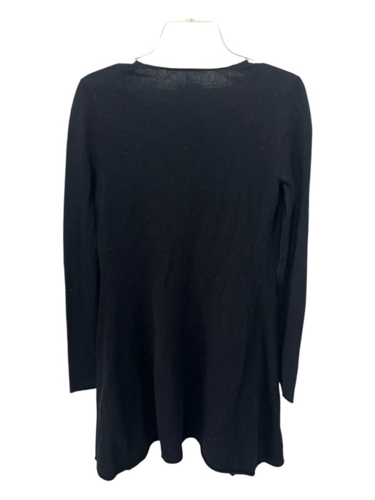 Calypso Size Small Black Cashmere Knit Rolled hemline Open Front Sweater Black / Small