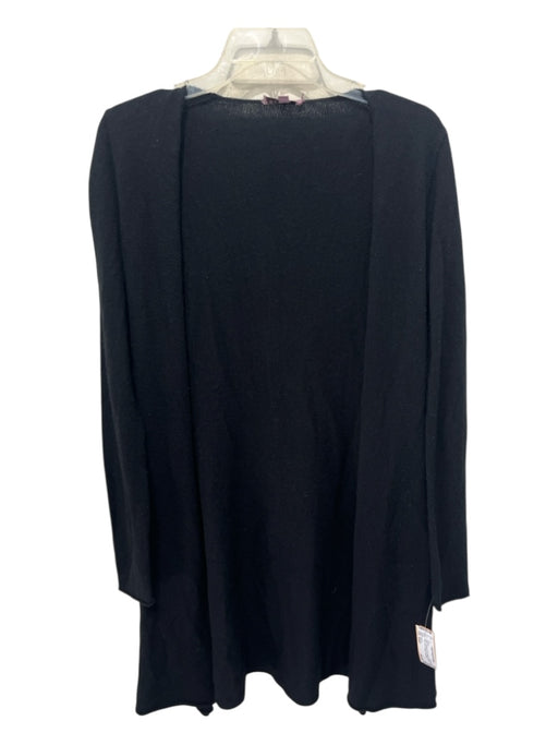 Calypso Size Small Black Cashmere Knit Rolled hemline Open Front Sweater Black / Small