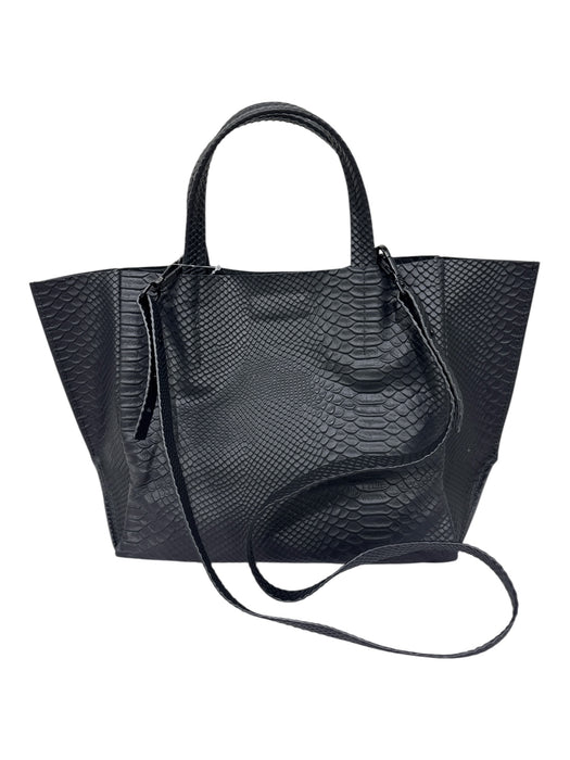 Ampersand As Apostrophe Black PU leather Lizard Embossed Detachable Strap Bag Black / Small