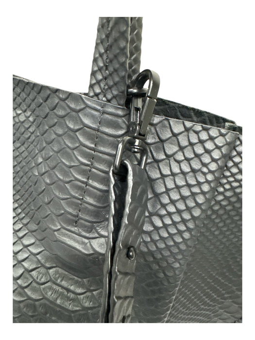 Ampersand As Apostrophe Black PU leather Lizard Embossed Detachable Strap Bag Black / Small