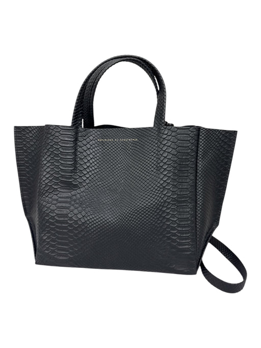 Ampersand As Apostrophe Black PU leather Lizard Embossed Detachable Strap Bag Black / Small