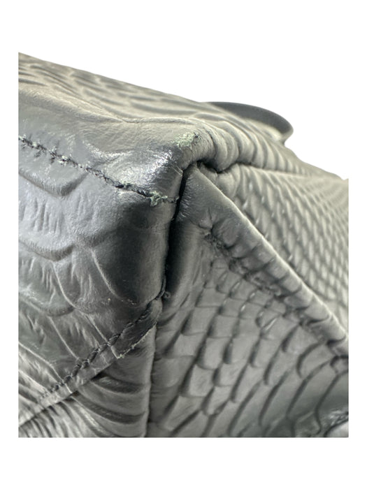 Ampersand As Apostrophe Black PU leather Lizard Embossed Detachable Strap Bag Black / Small