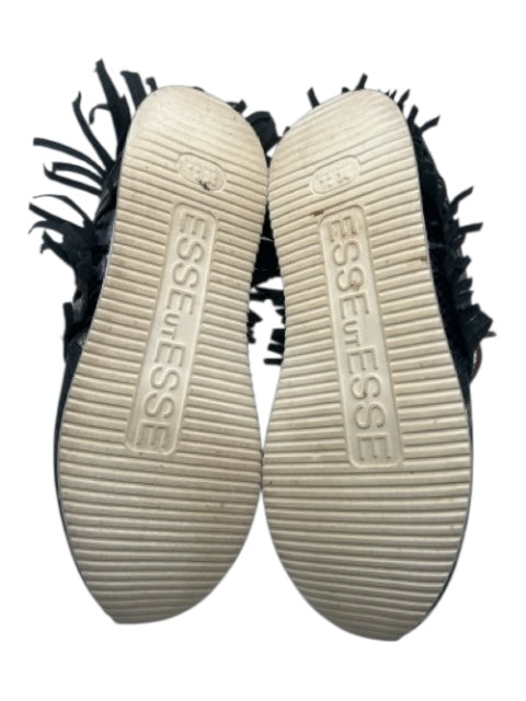 Esseutesse Shoe Size 38 Black, Gold & Tan Leather round toe Camo Fringe Sneakers Black, Gold & Tan / 38