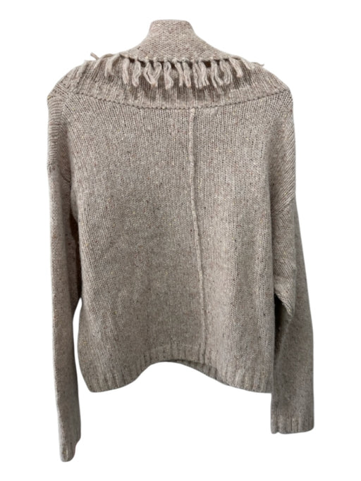 Brochu Walker Size M Oatmeal Beige Wool & Alpaca Speckled Fringe Sweater Oatmeal Beige / M