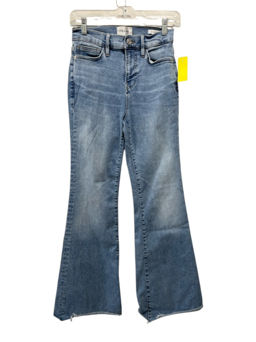 Frame Size 26 Light Wash Cotton Blend Denim Whiskering Button & Zip Fly Jeans Light Wash / 26