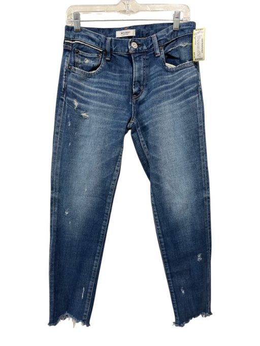 Moussy Vintage Size 27 Medium Wash Cotton Blend Denim Raw Hem Slim Jeans Medium Wash / 27