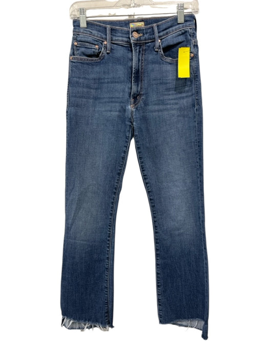Mother Size 26 Medium dark wash Cotton Blend Denim Raw Hem Slight Flare Jeans Medium dark wash / 26