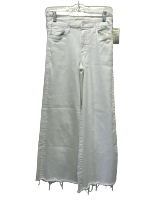 Mother Size 26 White Cotton Blend Denim Raw Hem Button & Zip Fly Jeans White / 26