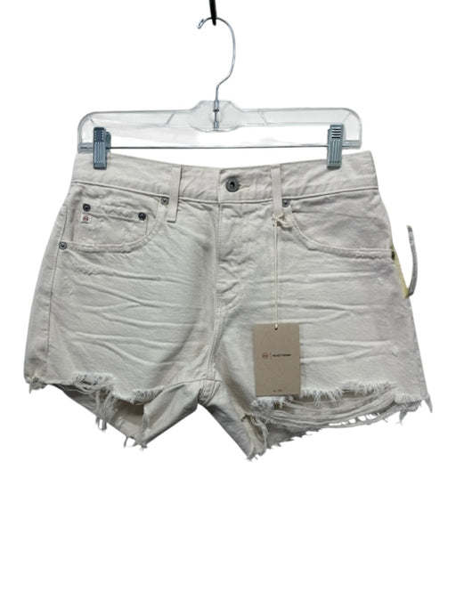 AG Adriano Goldschmied Size 26 Cream Beige Cotton Denim Raw Hem Cutoff Shorts Cream Beige / 26