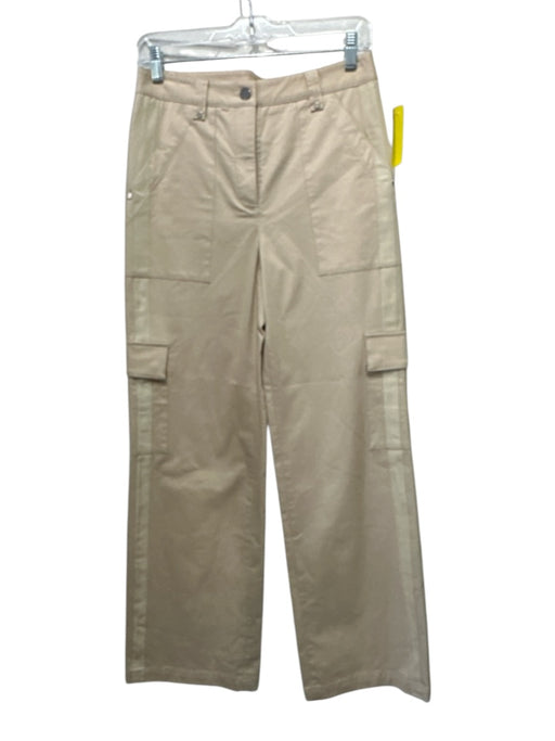 TWP Size 6 Khaki Beige Cotton Blend Ribbon Detail Utility Pocket Pants Khaki Beige / 6