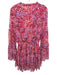 Misa Size S White, Pink & Red Polyester Ikat Long Flare Sleeve Dress White, Pink & Red / S
