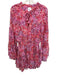 Misa Size S White, Pink & Red Polyester Ikat Long Flare Sleeve Dress White, Pink & Red / S