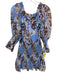 Alexis Size S Blue, Beige & Brown Polyester Floral Off Shoulder Dress Blue, Beige & Brown / S