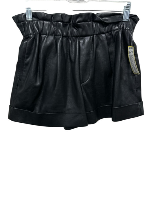 Alice + Olivia Classics Size S Black Faux Leather Elastic Waistband Short Shorts Black / S