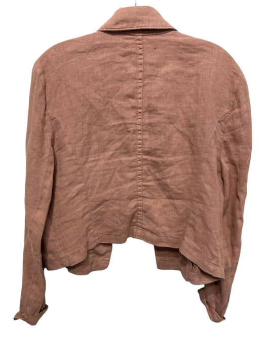 L'agence Size M Blush Pink Linen Long Sleeve Double Breasted Cropped Jacket Blush Pink / M