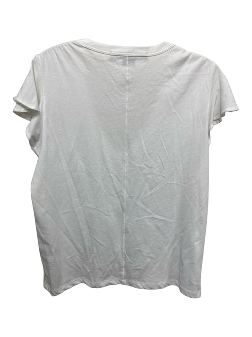 Veronica Beard Jeans Size M White Pima Cotton Ruffle Cap Sleeve Deep V neck Top White / M