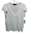 Veronica Beard Jeans Size M White Pima Cotton Ruffle Cap Sleeve Deep V neck Top White / M
